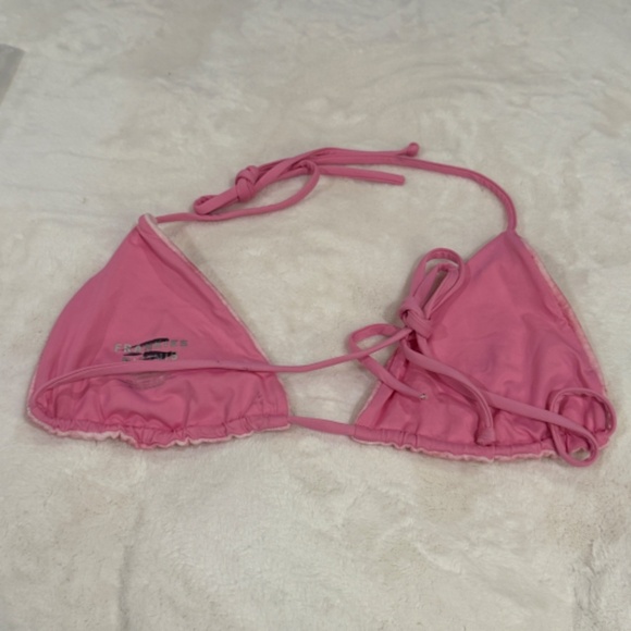 New! Frankies Bikinis Tia Terry Triangle Top Distorted Pink Dye 31538 - Picture 10 of 12
